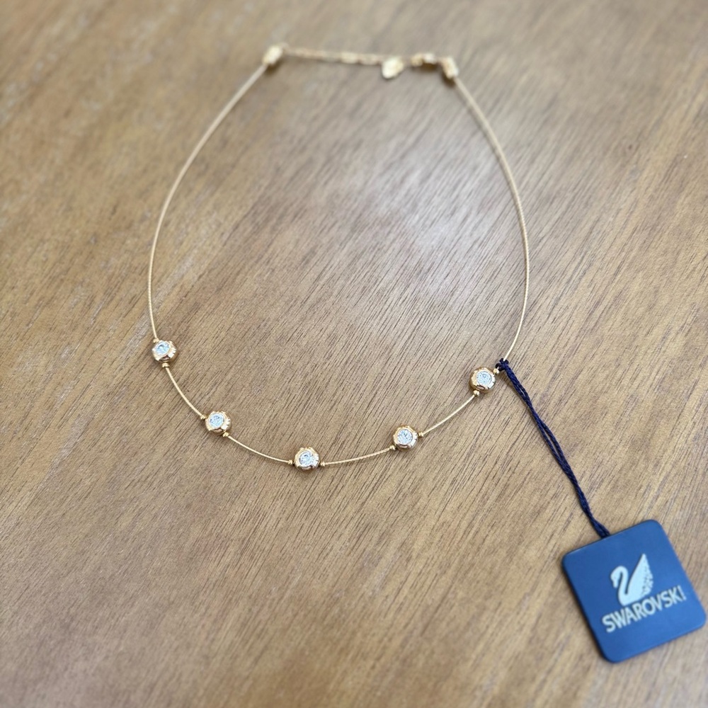 Swarovski Wire Gold Necklace with crystals